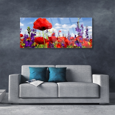 Tableaux sur verre Fleurs floral rouge violet