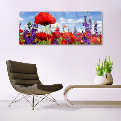 Tableaux sur verre Fleurs floral rouge violet