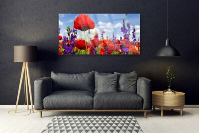 Tableaux sur verre Fleurs floral rouge violet