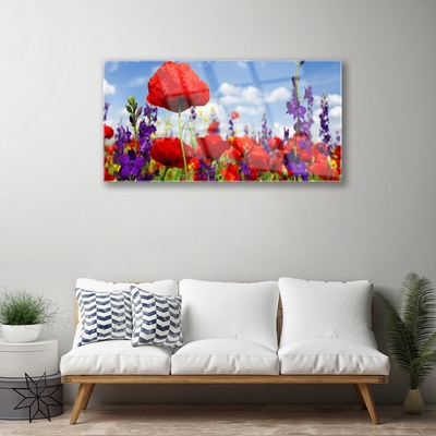 Tableaux sur verre Fleurs floral rouge violet