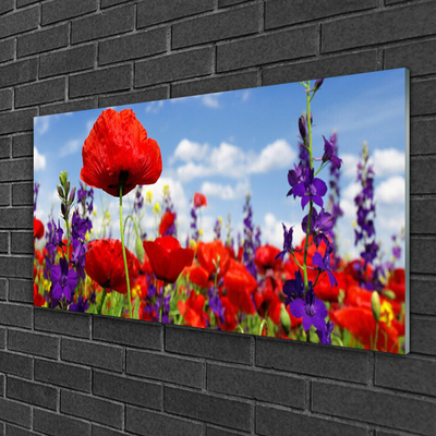 Tableaux sur verre Fleurs floral rouge violet