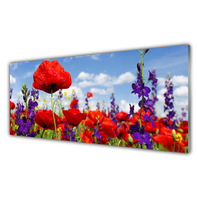 Tableaux sur verre Fleurs floral rouge violet