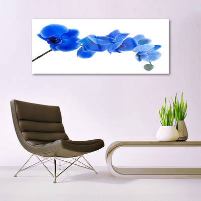 Tableaux sur verre Fleur floral bleu