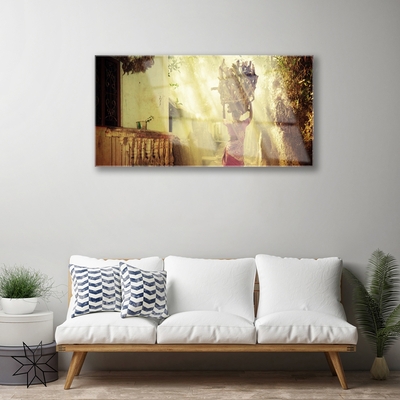 Tableaux sur verre Femme personnes jaune brun