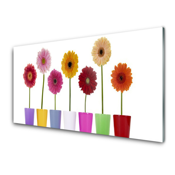 Tableaux sur verre Fleurs floral multicolore