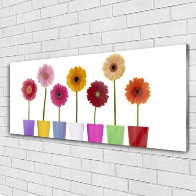 Tableaux sur verre Fleurs floral multicolore