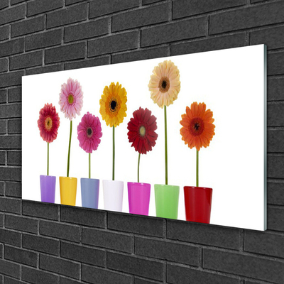 Tableaux sur verre Fleurs floral multicolore