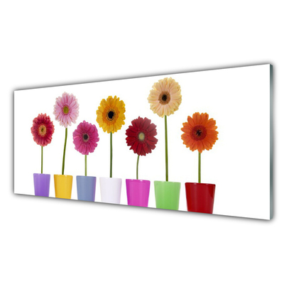 Tableaux sur verre Fleurs floral multicolore