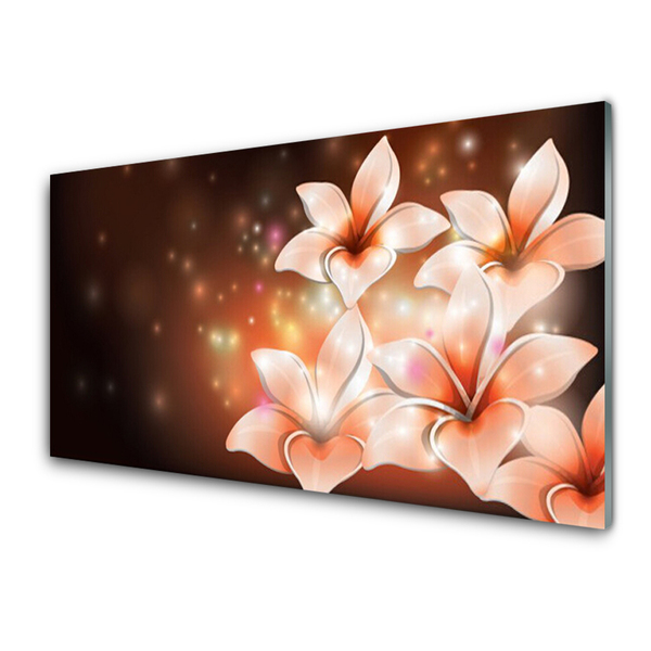 Tableaux sur verre Fleurs floral blanc jaune noir