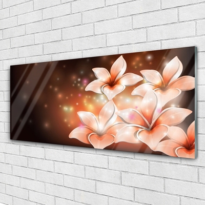 Tableaux sur verre Fleurs floral blanc jaune noir