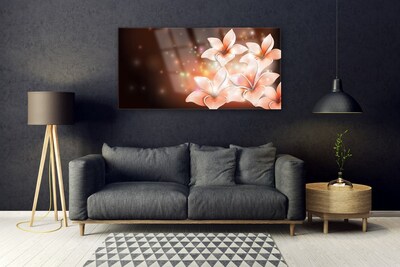 Tableaux sur verre Fleurs floral blanc jaune noir