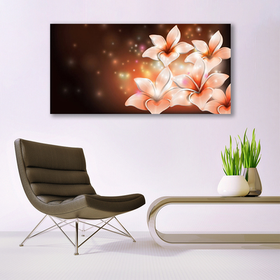 Tableaux sur verre Fleurs floral blanc jaune noir