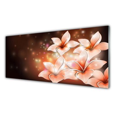 Tableaux sur verre Fleurs floral blanc jaune noir