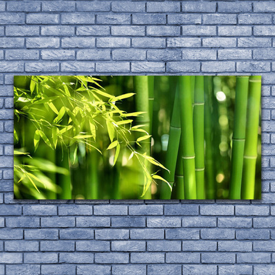 Tableaux sur verre Bambou feuilles floral vert