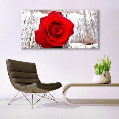 Tableaux sur verre Rose floral rouge