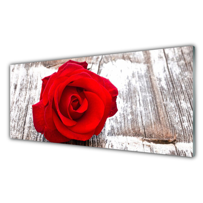 Tableaux sur verre Rose floral rouge