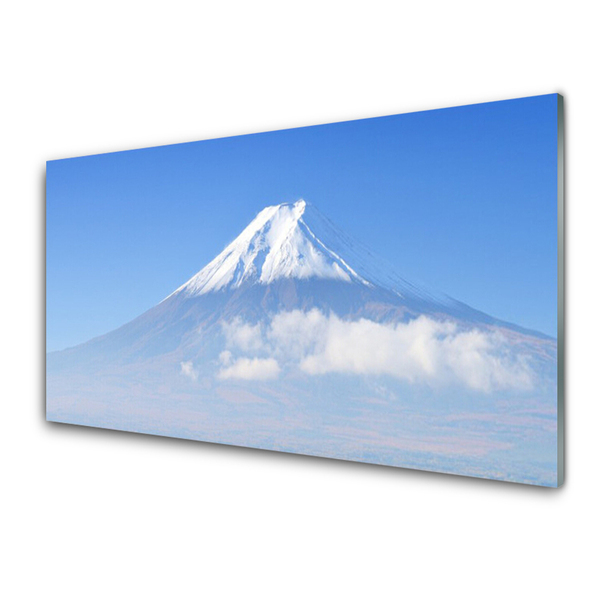 Tableaux sur verre Montagnes paysage blanc bleu