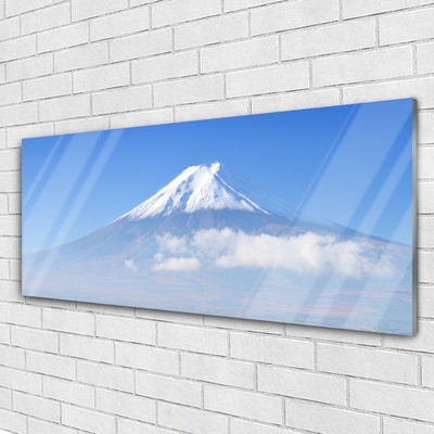 Tableaux sur verre Montagnes paysage blanc bleu