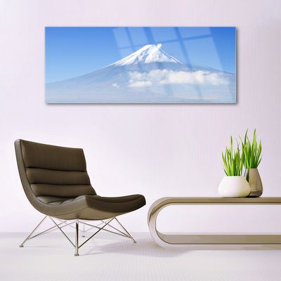 Tableaux sur verre Montagnes paysage blanc bleu