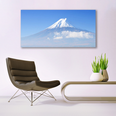 Tableaux sur verre Montagnes paysage blanc bleu