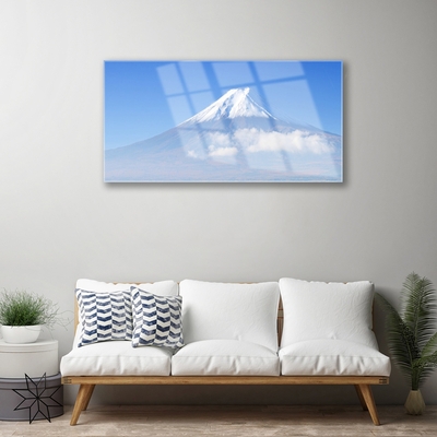 Tableaux sur verre Montagnes paysage blanc bleu