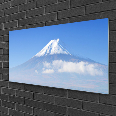 Tableaux sur verre Montagnes paysage blanc bleu