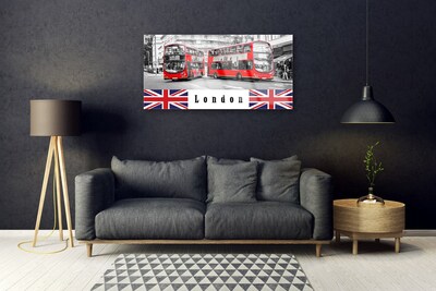 Tableaux sur verre Londres bus art gris rouge bleu blanc