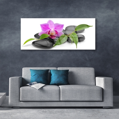 Tableaux sur verre Pierres fleurs art rose noir