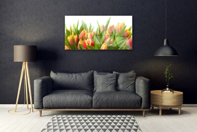 Tableaux sur verre Tulipes floral orange jaune