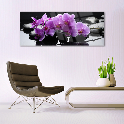 Tableaux sur verre Pierres fleurs floral rose noir