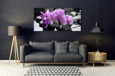 Tableaux sur verre Pierres fleurs floral rose noir