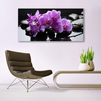 Tableaux sur verre Pierres fleurs floral rose noir