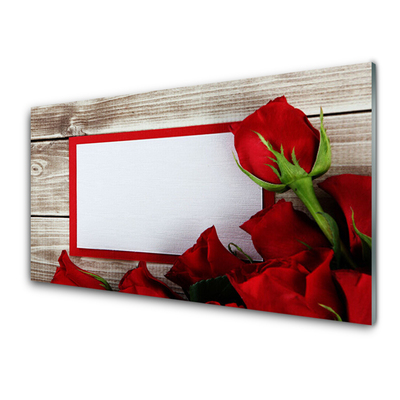 Tableaux sur verre Roses floral rouge