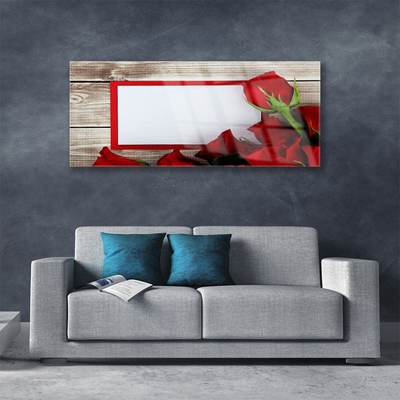 Tableaux sur verre Roses floral rouge