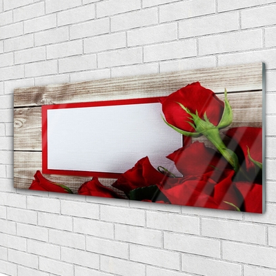 Tableaux sur verre Roses floral rouge