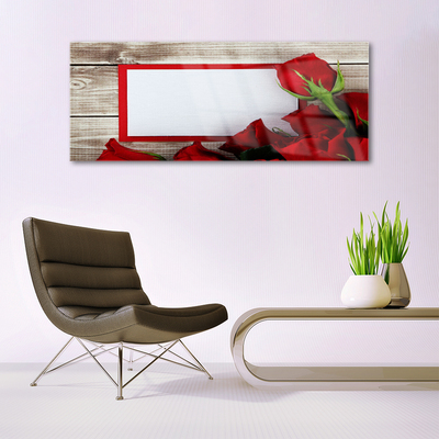 Tableaux sur verre Roses floral rouge