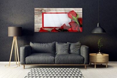 Tableaux sur verre Roses floral rouge