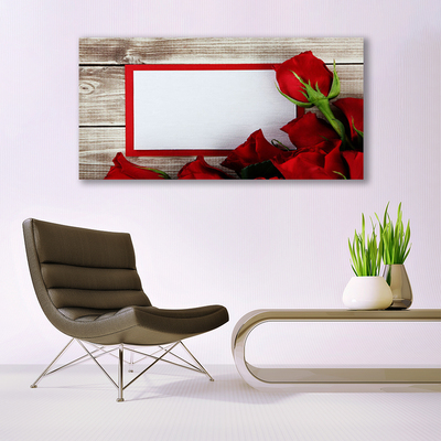 Tableaux sur verre Roses floral rouge