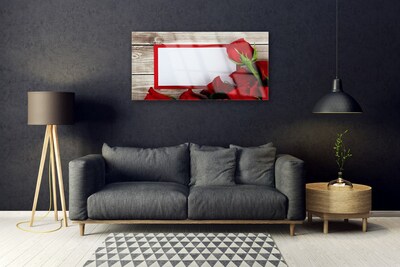 Tableaux sur verre Roses floral rouge