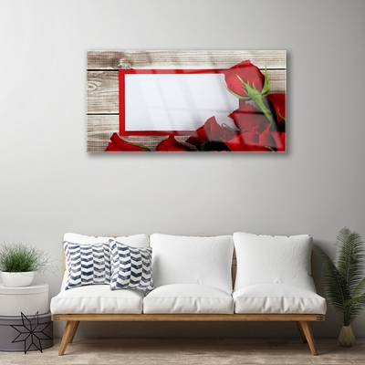 Tableaux sur verre Roses floral rouge