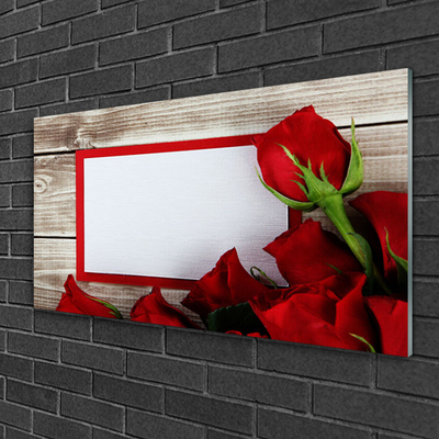 Tableaux sur verre Roses floral rouge