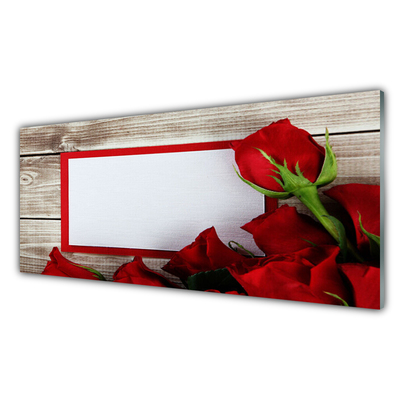 Tableaux sur verre Roses floral rouge