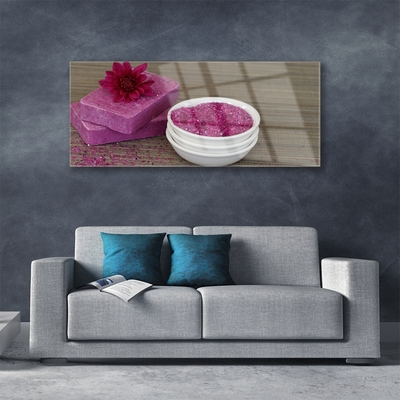 Tableaux sur verre Savons sable art rose