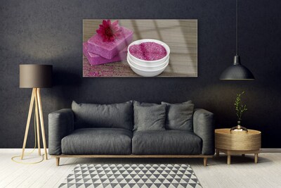 Tableaux sur verre Savons sable art rose