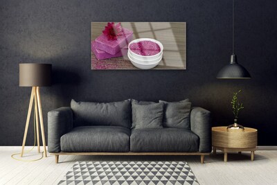 Tableaux sur verre Savons sable art rose