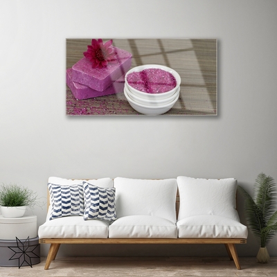 Tableaux sur verre Savons sable art rose