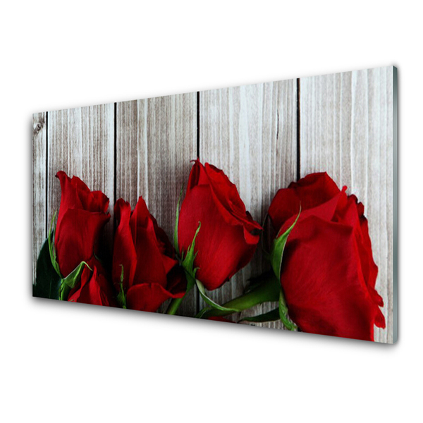 Tableaux sur verre Roses floral rouge