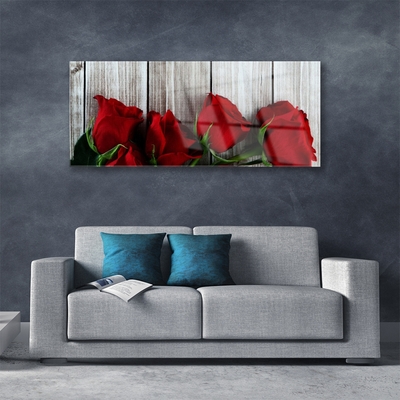 Tableaux sur verre Roses floral rouge