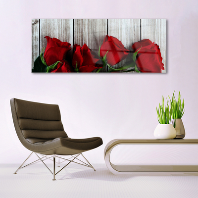 Tableaux sur verre Roses floral rouge