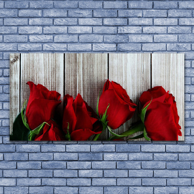 Tableaux sur verre Roses floral rouge